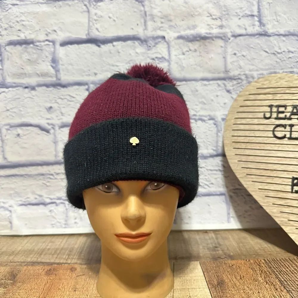 Kate spade color block Pom Pom beanie